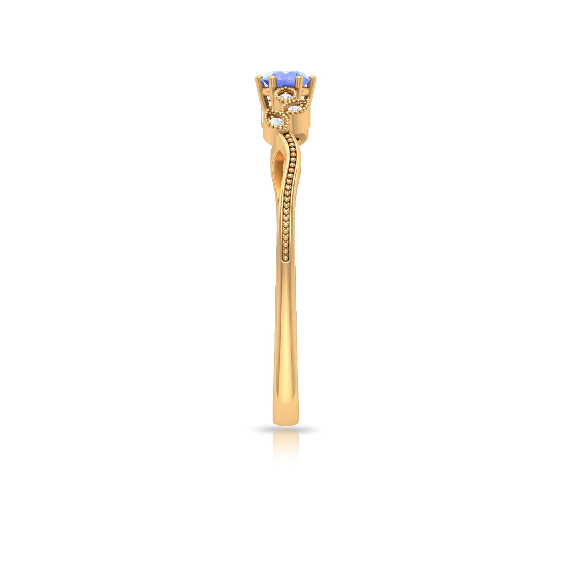 Real Tanzanite and Diamond Leaf Branch Promise Ring Tanzanite - ( AAA ) - Quality - Rosec Jewels
