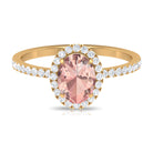 1.50 CT Oval Shape Morganite Ring with Diamond Halo Morganite - ( AAA ) - Quality - Rosec Jewels