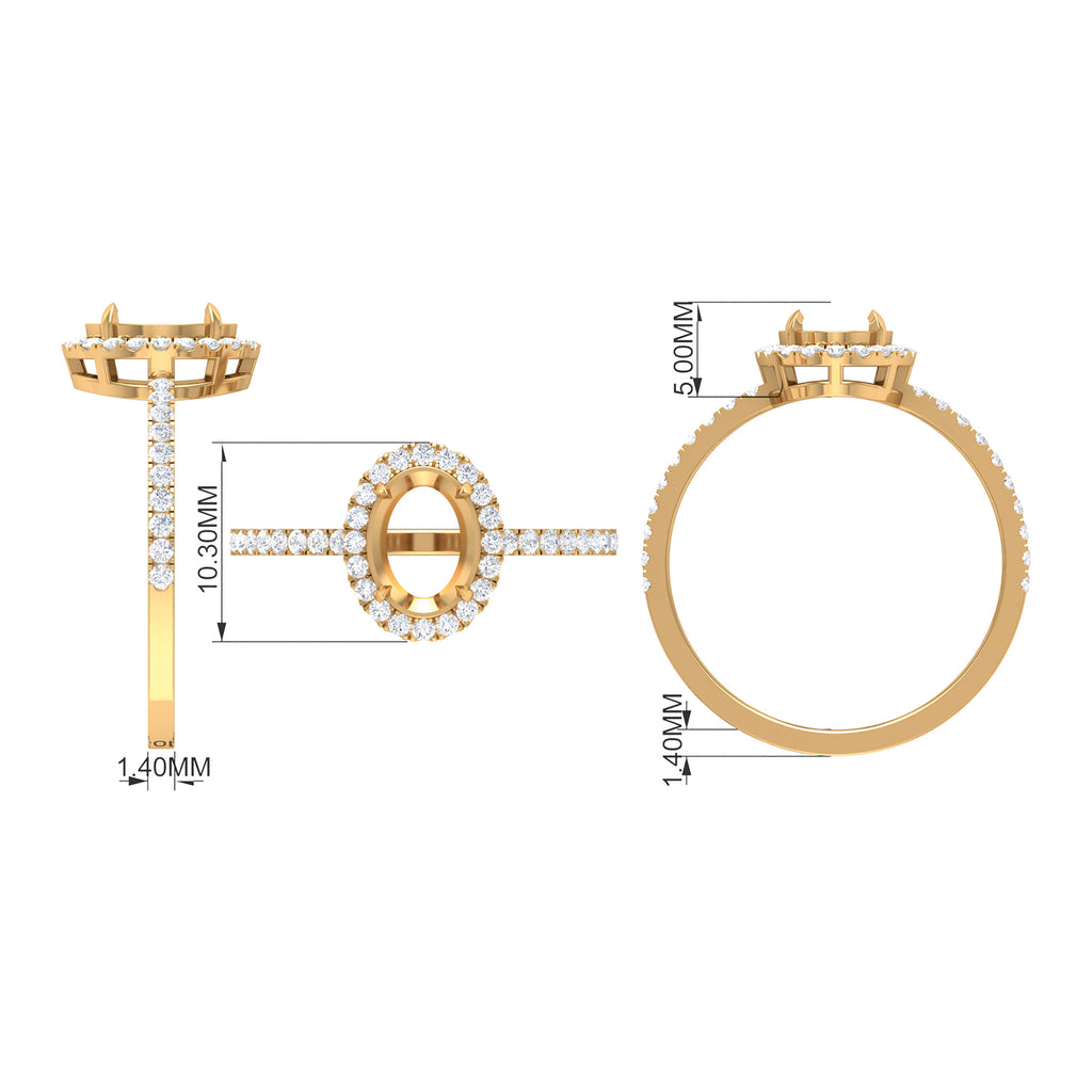 Oval Peridot Halo Engagement Ring with Diamond Peridot - ( AAA ) - Quality - Rosec Jewels