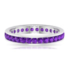 Round Shape Amethyst Eternity Ring in Channel Setting Amethyst - ( AAA ) - Quality - Rosec Jewels
