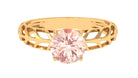 8 MM Round Cut Morganite Solitaire Ring with Gold Filigree Details Morganite - ( AAA ) - Quality - Rosec Jewels