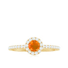 Round Fire Opal Minimal Engagement Ring with Diamond Fire Opal - ( AAA ) - Quality - Rosec Jewels