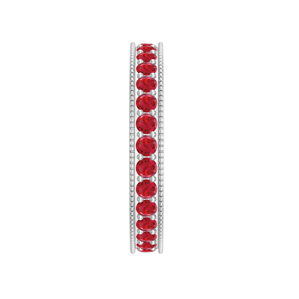 1.50 CT Created Ruby Eternity Band Ring with Gold Milgrain Details Lab Created Ruby - ( AAAA ) - Quality - Rosec Jewels