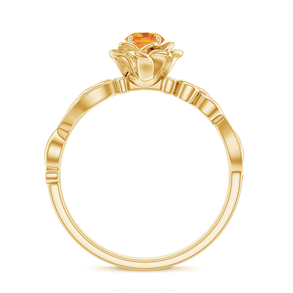 Flower Inspired Natural Citrine and Diamond Engagement Ring Citrine - ( AAA ) - Quality - Rosec Jewels