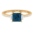 1.50 CT London Blue Topaz Promise Ring with Diamond Side Stones London Blue Topaz - ( AAA ) - Quality - Rosec Jewels