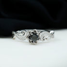 Flower Inspired Black Diamond and Diamond Engagement Ring Black Diamond - ( AAA ) - Quality - Rosec Jewels