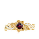Flower Inspired Rhodolite and Diamond Engagement Ring Rhodolite - ( AAA ) - Quality - Rosec Jewels