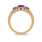 3/4 CT Round Cut Amethyst Three Stone Ring Amethyst - ( AAA ) - Quality - Rosec Jewels