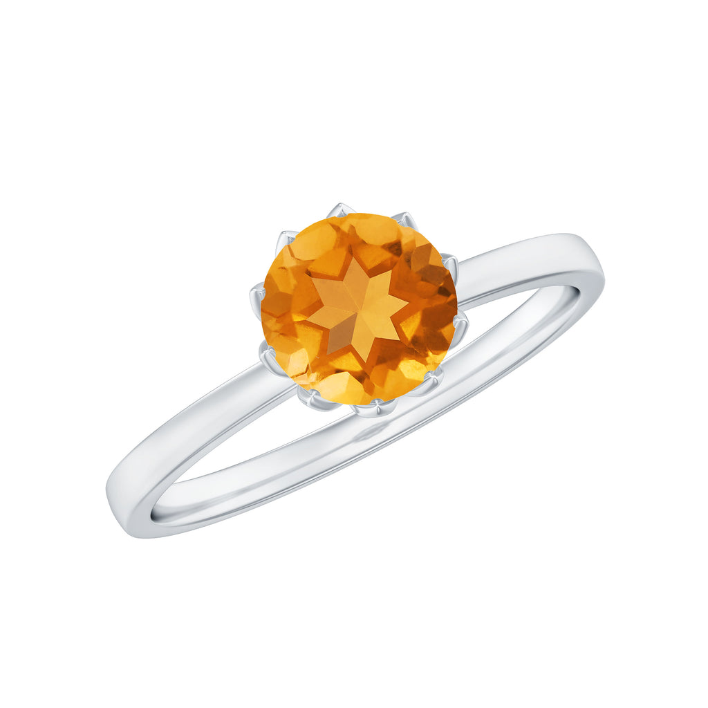 1.25 CT Real Citrine Solitaire Ring in Lotus Basket Setting Citrine - ( AAA ) - Quality - Rosec Jewels