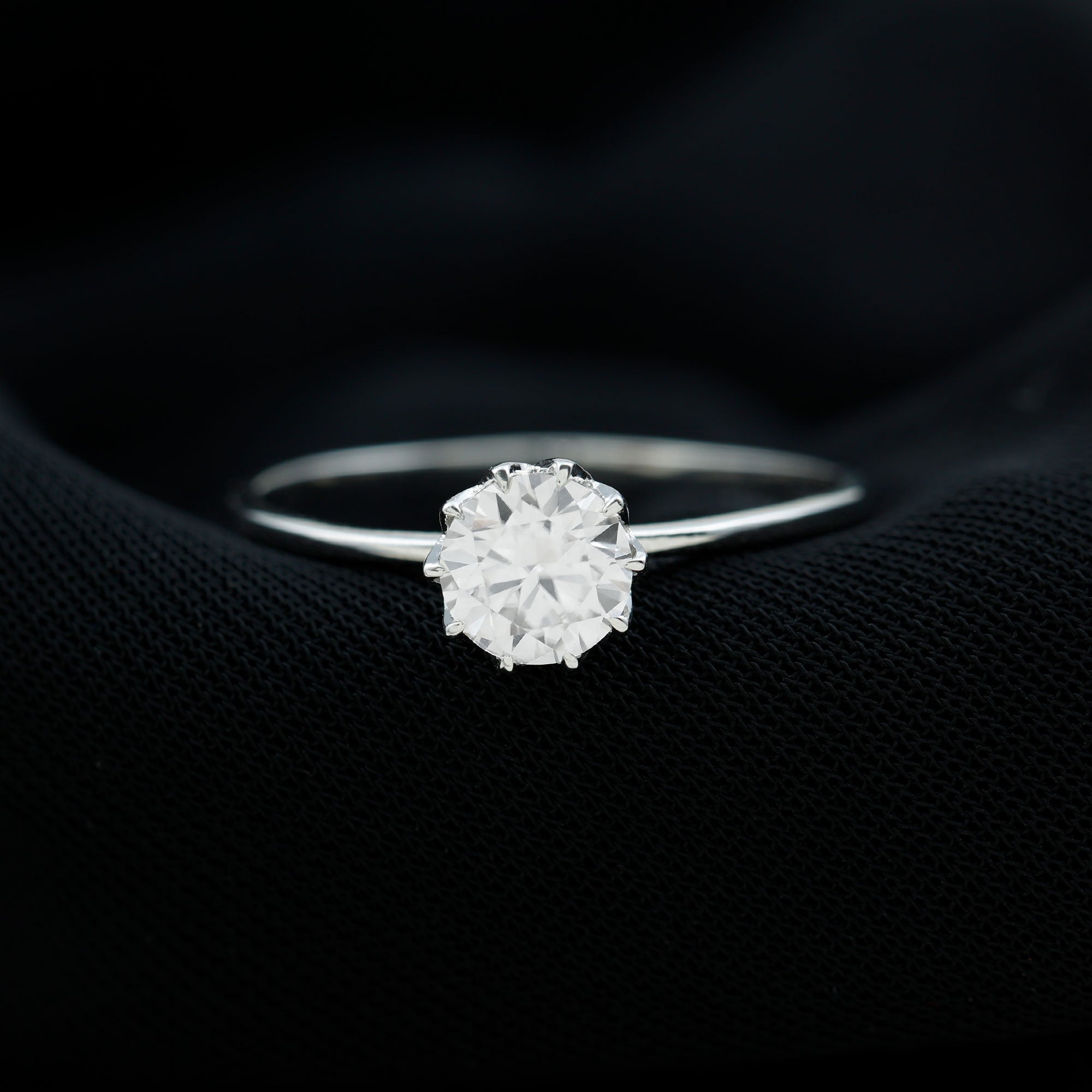 1 CT Moissanite Solitaire Ring in Lotus Basket Setting Moissanite - ( D-VS1 ) - Color and Clarity - Rosec Jewels