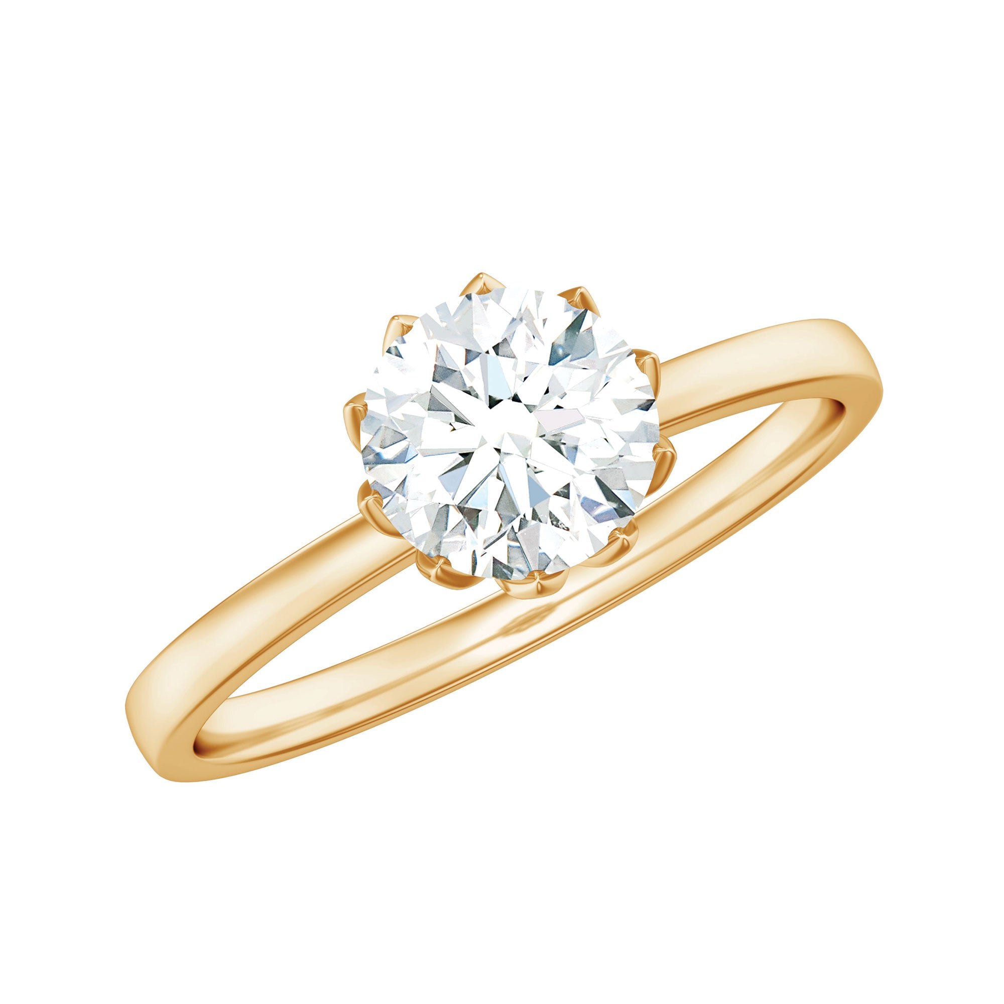 1 CT Moissanite Solitaire Ring in Lotus Basket Setting Moissanite - ( D-VS1 ) - Color and Clarity - Rosec Jewels