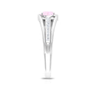 3/4 CT Round Shape Rose Quartz Solitaire Ring with Diamond Side Stones Rose Quartz - ( AAA ) - Quality - Rosec Jewels