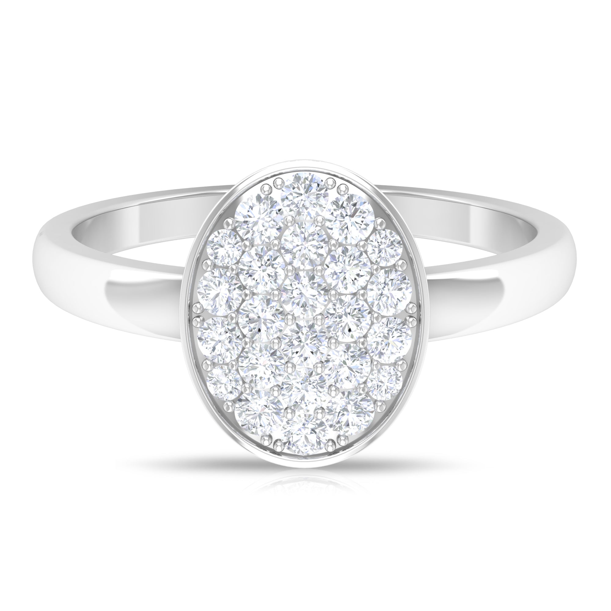 Moissanite Oval Cluster Engagement Ring in Gold Moissanite - ( D-VS1 ) - Color and Clarity - Rosec Jewels