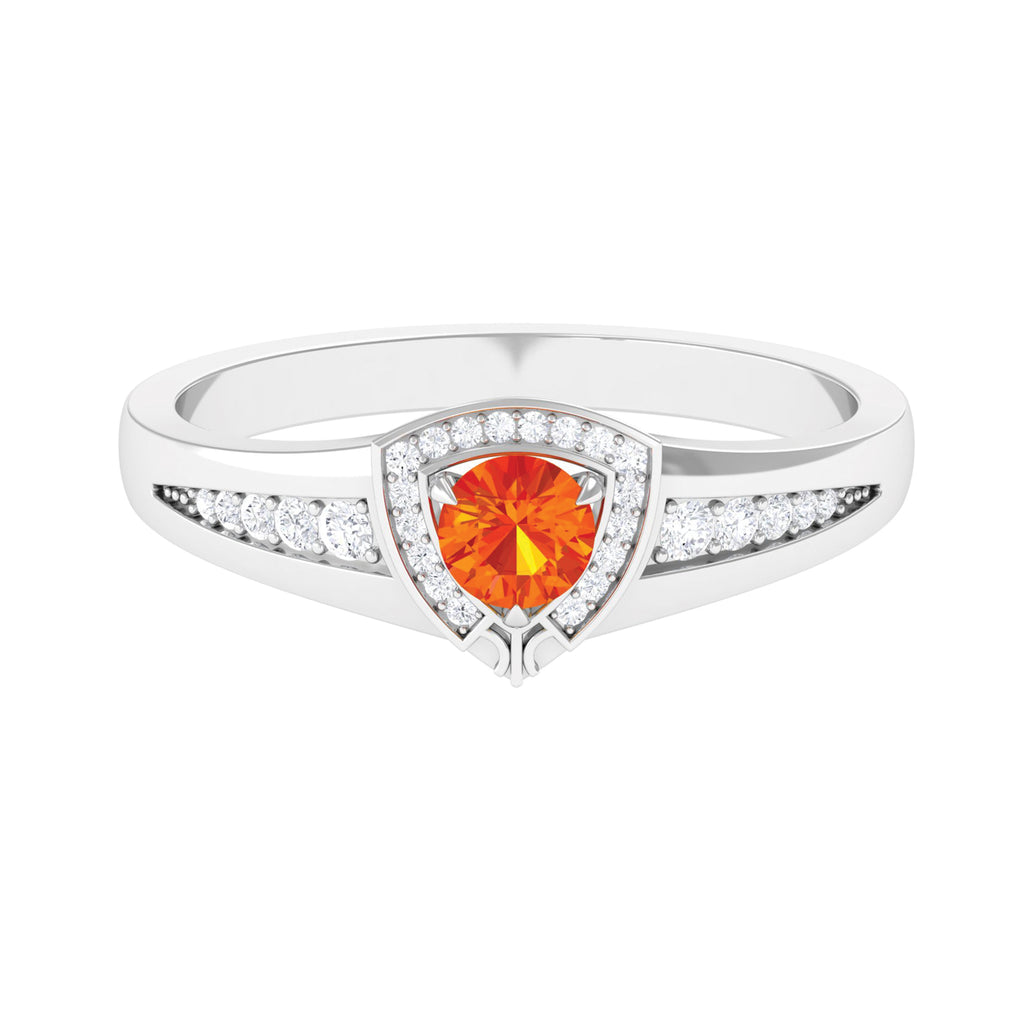 Vintage Inspired Orange Sapphire and Diamond Anniversary Ring Orange Sapphire - ( AAA ) - Quality - Rosec Jewels