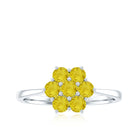 1 CT Round Shape Yellow Sapphire Cluster Flower Ring Yellow Sapphire - ( AAA ) - Quality - Rosec Jewels