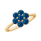 1.25 CT Round Shape London Blue Topaz Cluster Flower Ring London Blue Topaz - ( AAA ) - Quality - Rosec Jewels