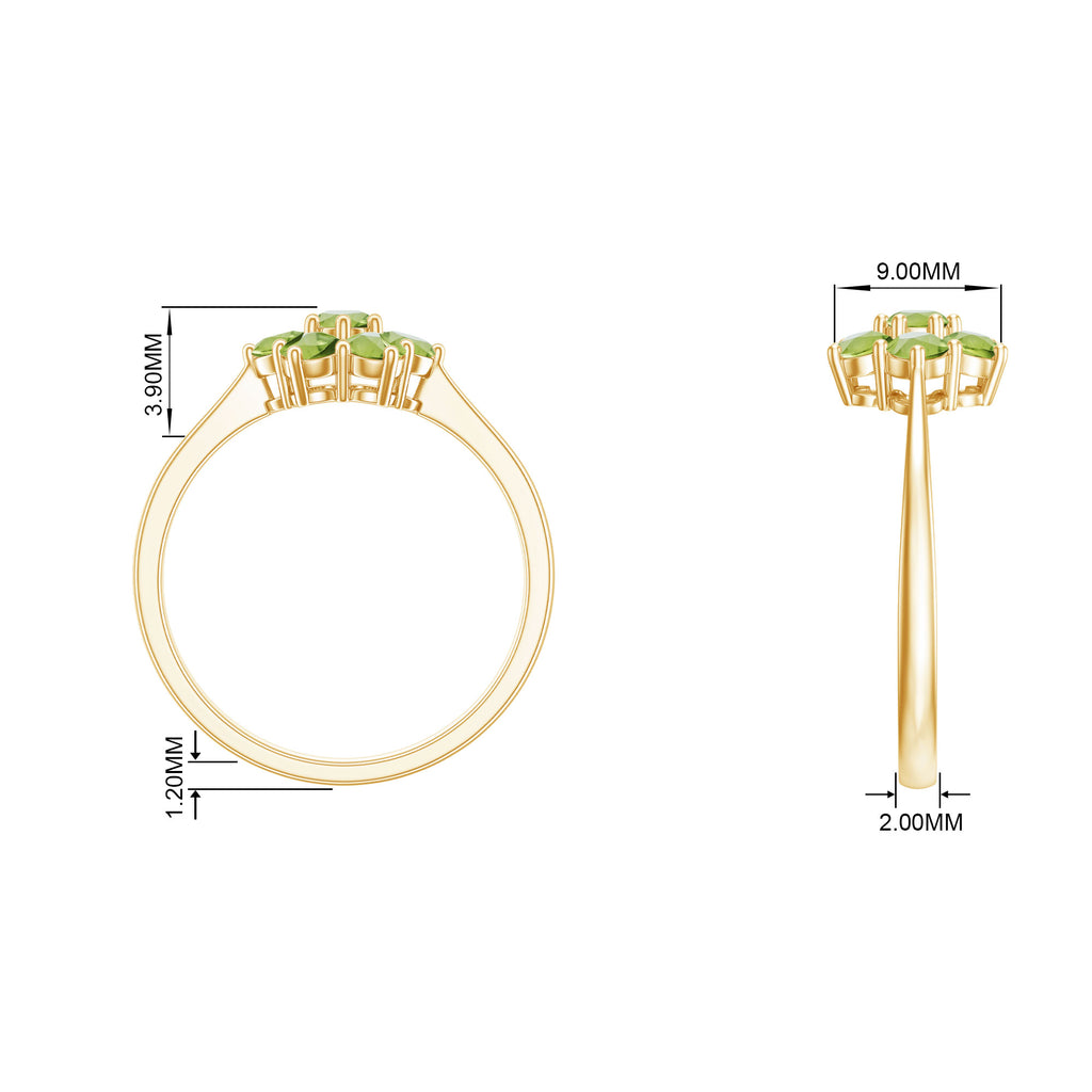 1.25 CT Round Shape Peridot Cluster Flower Ring Peridot - ( AAA ) - Quality - Rosec Jewels
