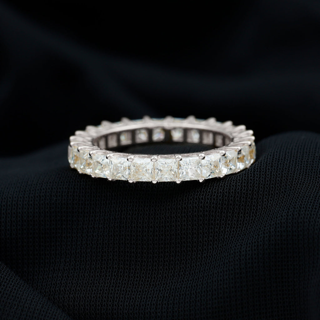 Princess Cut Moissanite Full Eternity Band Ring Moissanite - ( D-VS1 ) - Color and Clarity - Rosec Jewels