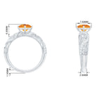 1/4 CT Round Shape Citrine and Diamond Milgrain Engagement Ring Citrine - ( AAA ) - Quality - Rosec Jewels