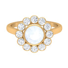 1.75 CT Round Moonstone and Diamond Statement Halo Ring in Bezel Setting Moonstone - ( AAA ) - Quality - Rosec Jewels
