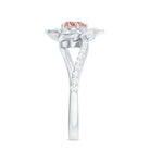 Nature Inspired Morganite Floral Ring with Diamond Morganite - ( AAA ) - Quality - Rosec Jewels