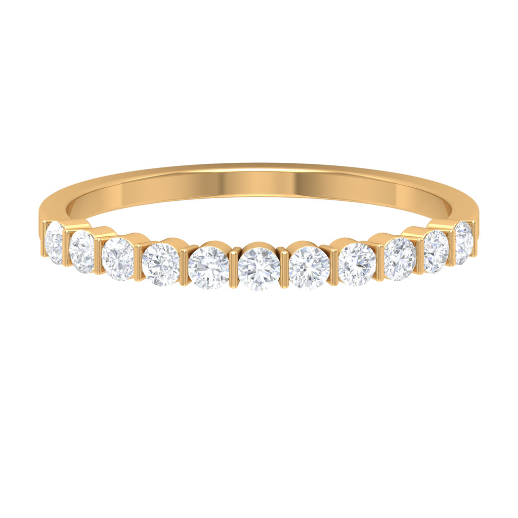 Minimal Moissanite Half Eternity Band Ring in Bar Setting Moissanite - ( D-VS1 ) - Color and Clarity - Rosec Jewels