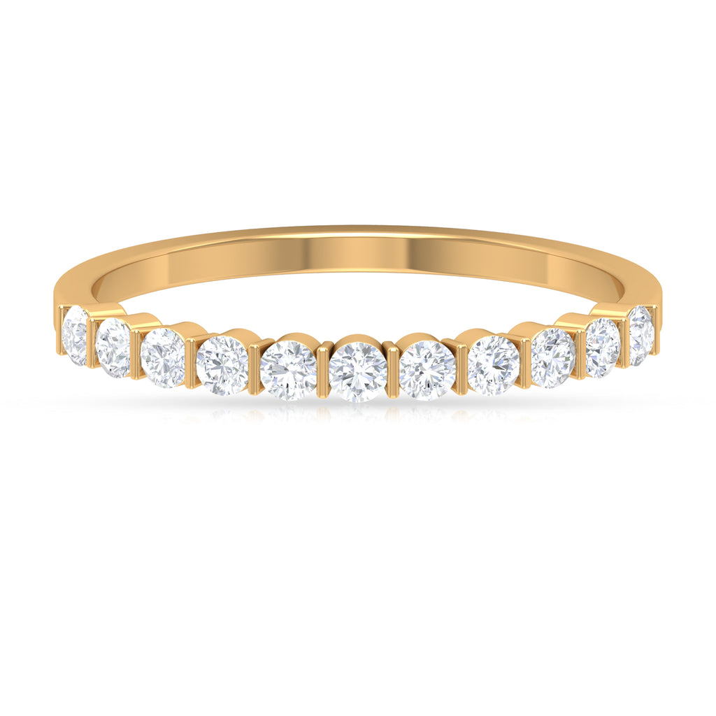 Minimal Moissanite Half Eternity Band Ring in Bar Setting Moissanite - ( D-VS1 ) - Color and Clarity - Rosec Jewels