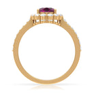 2.75 CT Oval Shape Solitaire Rhodolite and Moissanite Accent Engagement Ring Rhodolite - ( AAA ) - Quality - Rosec Jewels