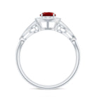 Vintage Inspired Created Ruby and Diamond Engagement Ring Lab Created Ruby - ( AAAA ) - Quality - Rosec Jewels