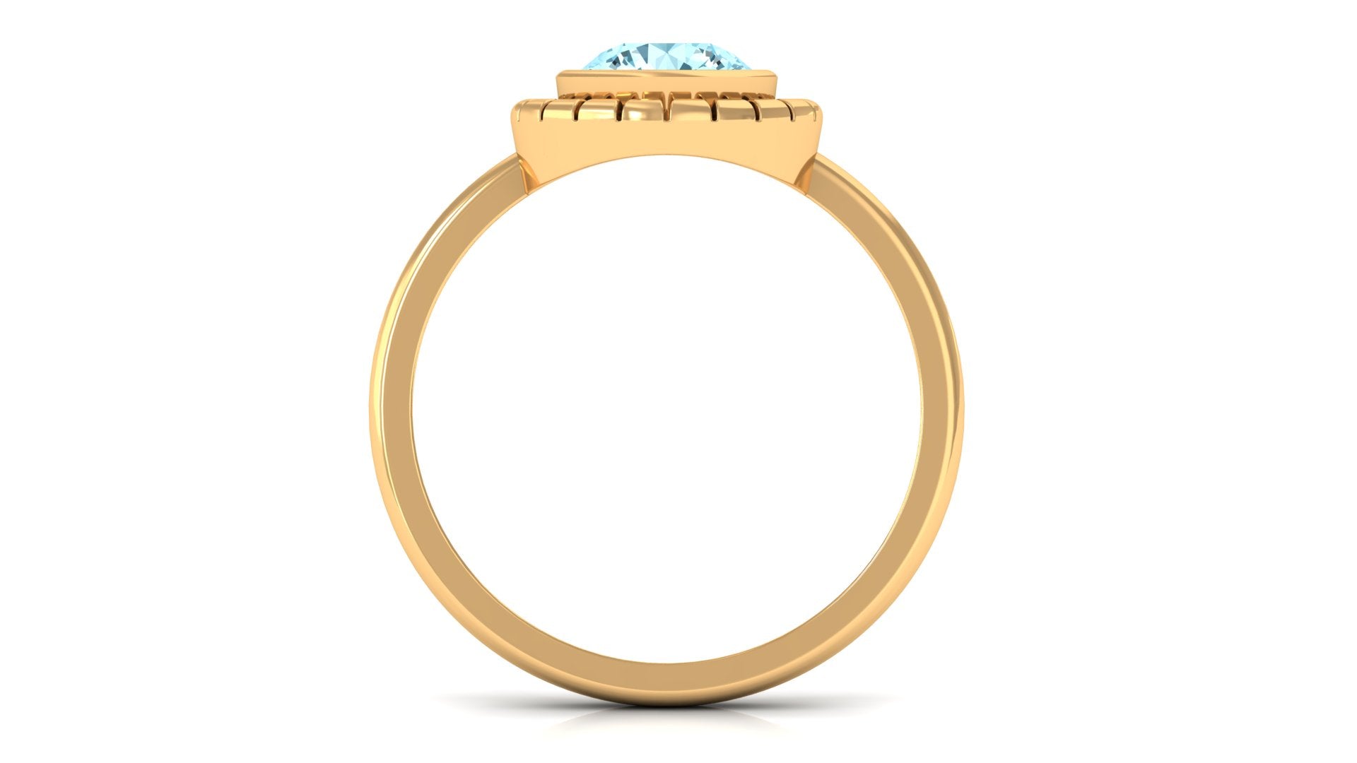 Bezel Set Aquamarine Solitaire Engagement Ring Aquamarine - ( AAA ) - Quality - Rosec Jewels