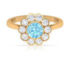 Floral Inspired Engagement Ring with Aquamarine and Diamond Aquamarine - ( AAA ) - Quality - Rosec Jewels