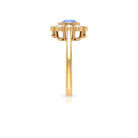 Bezel Set Tanzanite and Diamond Flower Halo Engagement Ring Tanzanite - ( AAA ) - Quality - Rosec Jewels