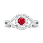 1 CT Lab-Created Ruby and Diamond Crossover Engagement Ring Lab Created Ruby - ( AAAA ) - Quality - Rosec Jewels