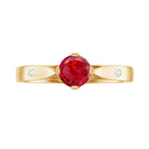 Round Lab Grown Ruby Solitaire Ring with Diamond Lab Created Ruby - ( AAAA ) - Quality - Rosec Jewels