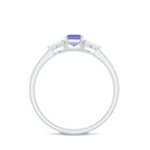 Octagon Cut Tanzanite Solitaire Ring with Diamond Trio Tanzanite - ( AAA ) - Quality - Rosec Jewels