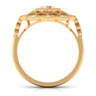 Morganite and Diamond Flower Statement Ring Morganite - ( AAA ) - Quality - Rosec Jewels