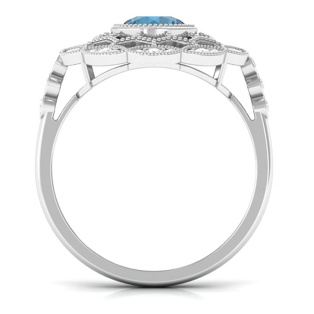 London Blue Topaz and Diamond Cocktail Engagement Ring London Blue Topaz - ( AAA ) - Quality - Rosec Jewels