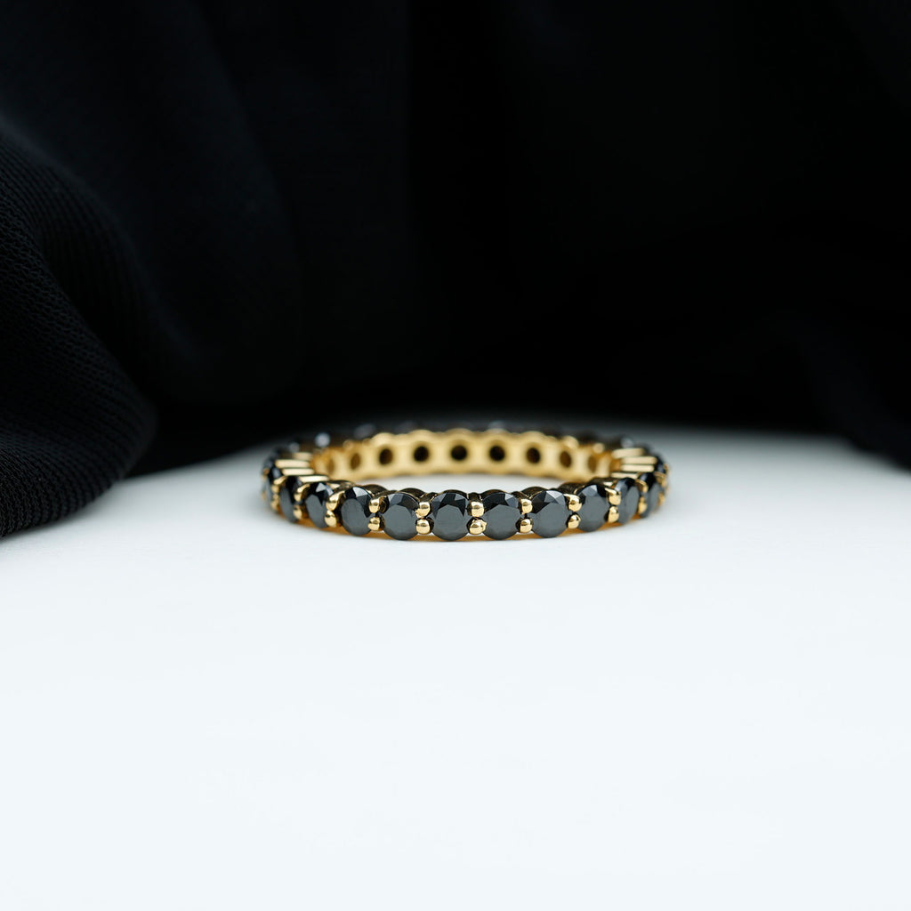 2 CT Round Black Spinel Full Eternity Ring in Gold Black Spinel - ( AAA ) - Quality - Rosec Jewels