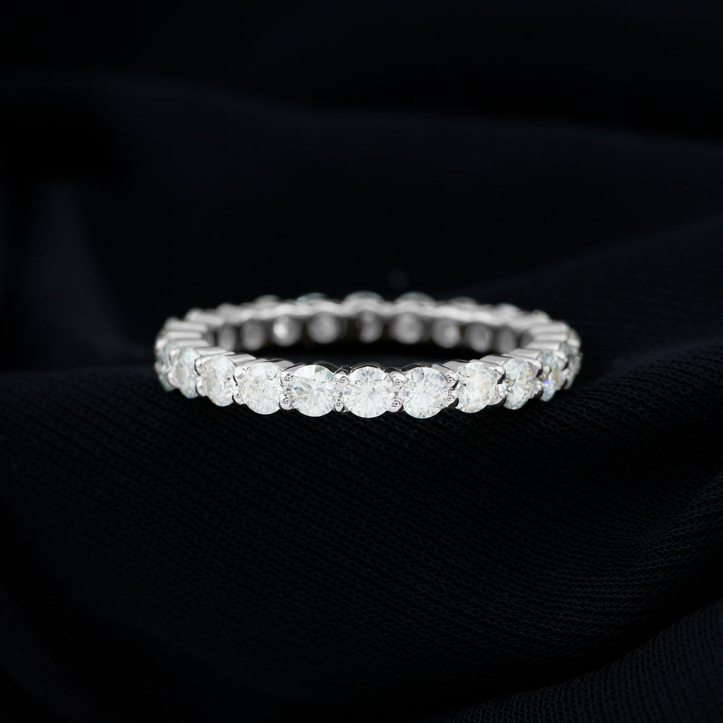 Round Cut Moissanite Simple Eternity Band Ring in Prong Setting Moissanite - ( D-VS1 ) - Color and Clarity - Rosec Jewels