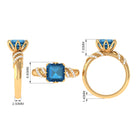 Asscher Cut London Blue Topaz Designer Engagement Ring with Diamond London Blue Topaz - ( AAA ) - Quality - Rosec Jewels