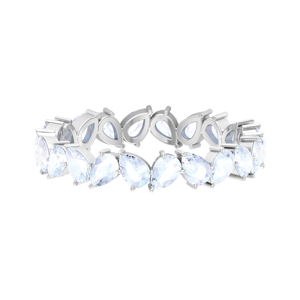 Elegant Pear Cut Moonstone Eternity Band Ring Moonstone - ( AAA ) - Quality - Rosec Jewels