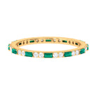 1 CT Genuine Emerald and Diamond Eternity Ring Emerald - ( AAA ) - Quality - Rosec Jewels