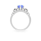 Claw Set Solitaire Tanzanite Flower Ring with Diamond Tanzanite - ( AAA ) - Quality - Rosec Jewels