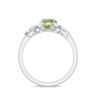 1.25 CT Peridot Flower Engagement Ring with Diamond Peridot - ( AAA ) - Quality - Rosec Jewels