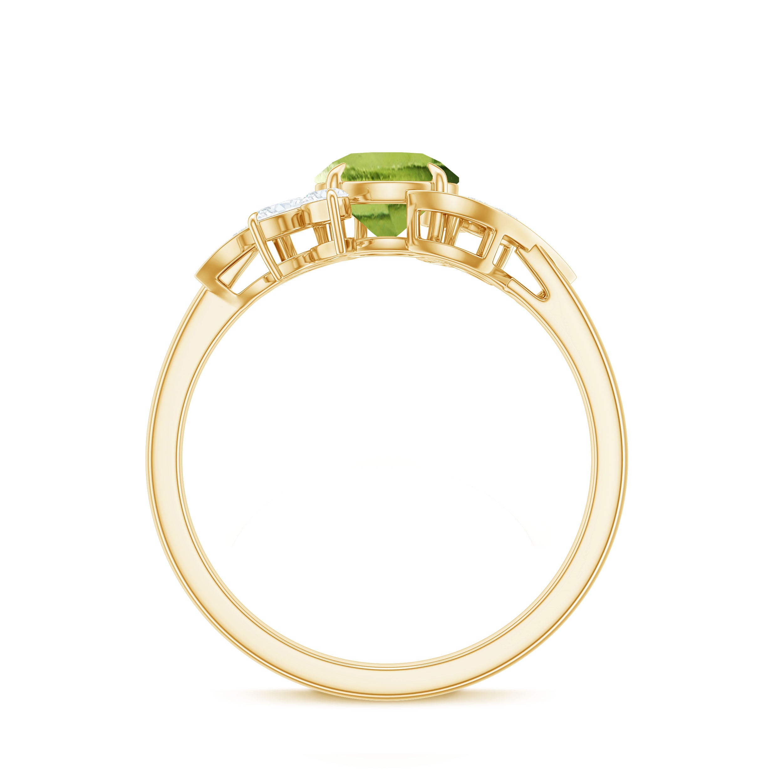 1.25 CT Peridot Flower Engagement Ring with Diamond Peridot - ( AAA ) - Quality - Rosec Jewels