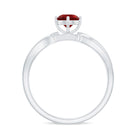 Infinity Shank Created Ruby Solitaire Engagement Ring with Diamond Lab Created Ruby - ( AAAA ) - Quality - Rosec Jewels