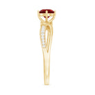 Infinity Shank Created Ruby Solitaire Engagement Ring with Diamond Lab Created Ruby - ( AAAA ) - Quality - Rosec Jewels