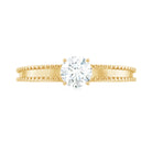 Round Shape Moissanite Solitaire Ring with Beads Moissanite - ( D-VS1 ) - Color and Clarity - Rosec Jewels