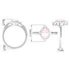 1.50 CT Art Deco Engagement Ring with Oval Shape Rose Quartz and Diamond Accent Rose Quartz - ( AAA ) - Quality - Rosec Jewels