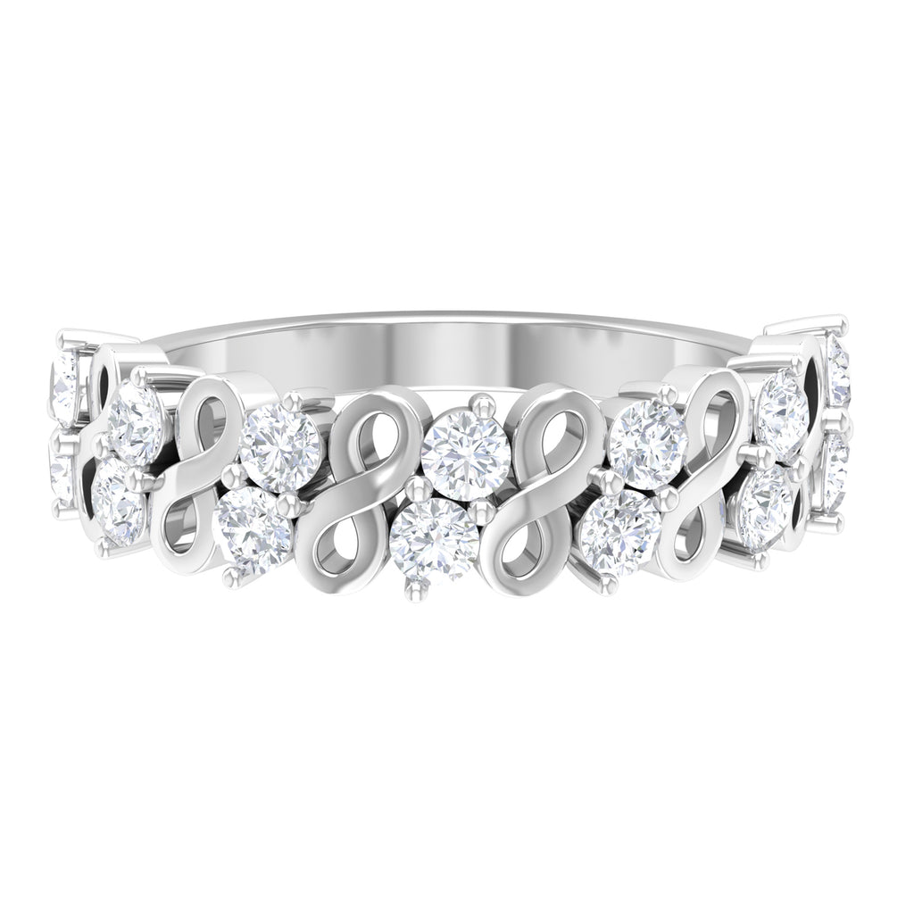 Round Moissanite Infinity Half Eternity Ring Moissanite - ( D-VS1 ) - Color and Clarity - Rosec Jewels